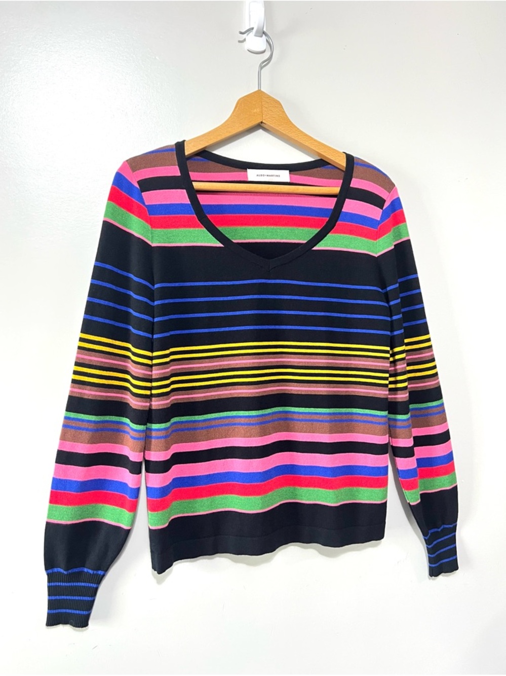 Aldo Martins Multi-Coloured V-Neck Long Sleeve Top Retro Dopamine Dressing